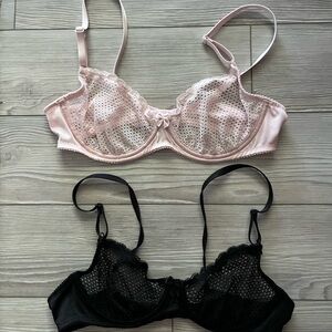 Elegant Lace Underwire Bra Set - Pink & Black